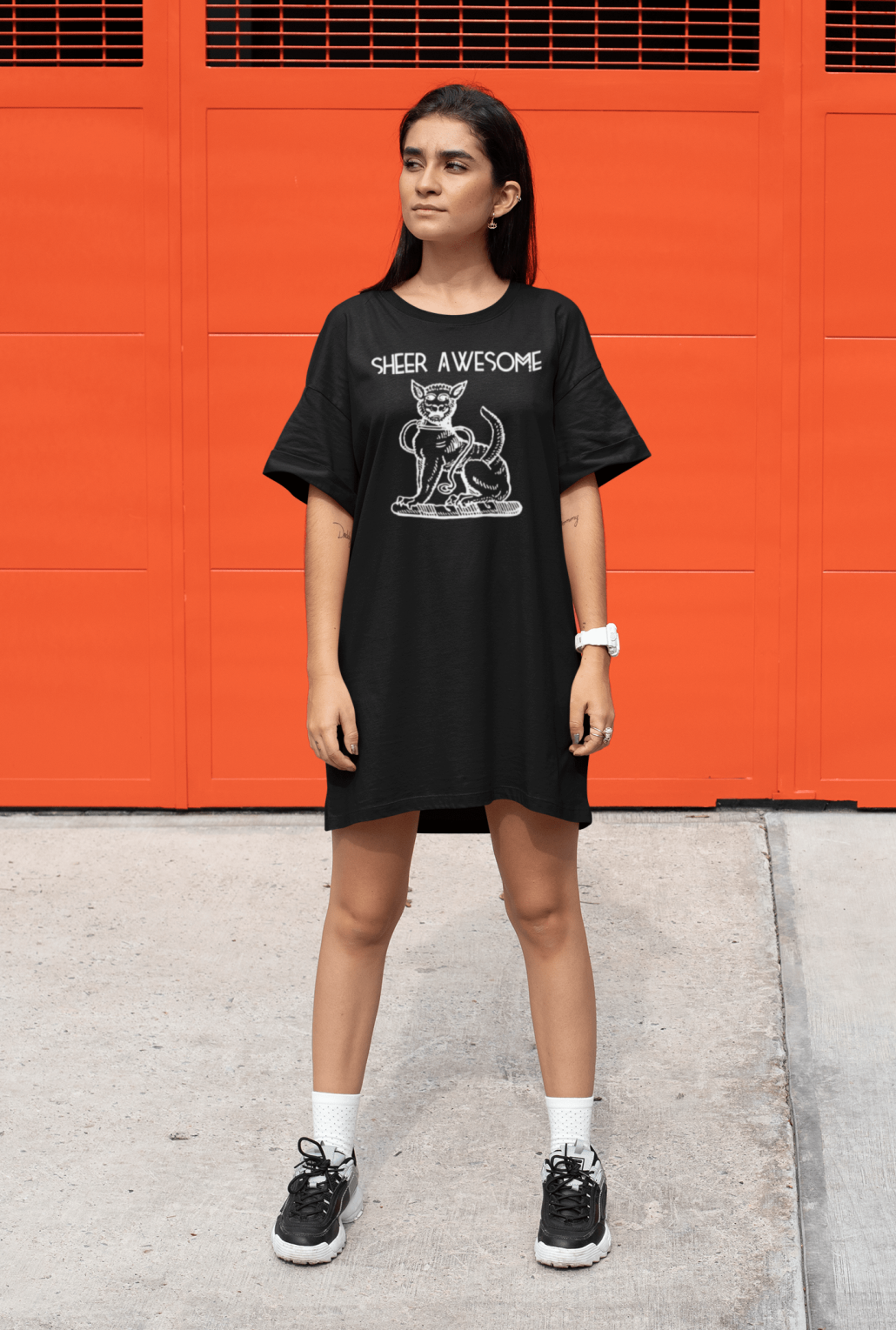 Girl with custom T-shirt dress